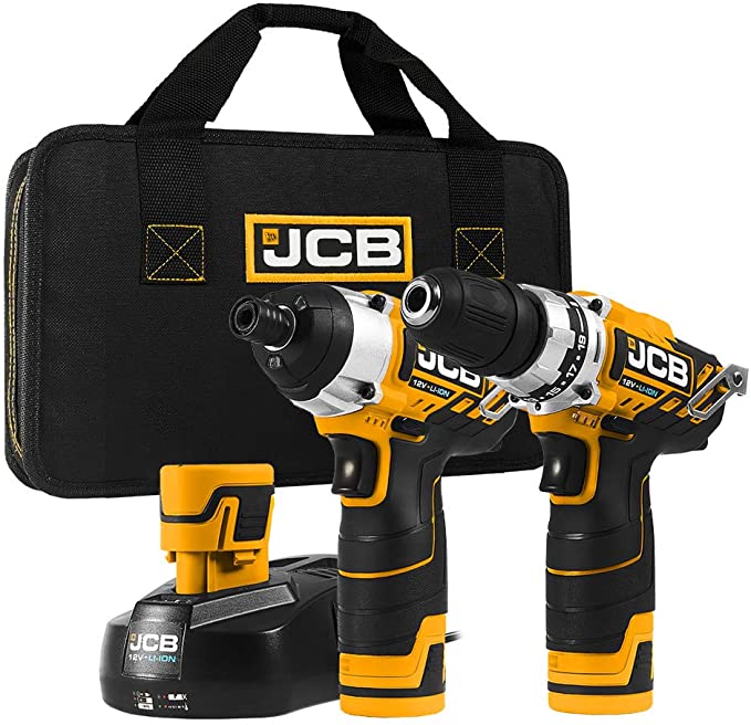 Buy JCB Tools - 12V Power Tool Kit - Compact Drill and Impact Driver Set,2 x 1.5Ah Batteries, Charger - For Home Improvements, Drilling, Screwdriving, Long Screw Work, Projects (JCB-12TPK-15)  