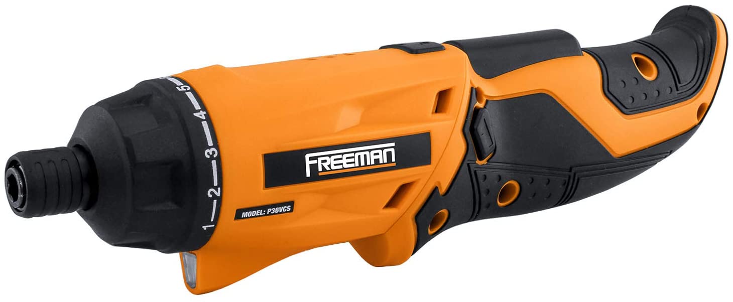 Buy The Freeman P36VCS 3.6 Volt Lithium-Ion Cordless Rechargeable Screwdriver comes with a charger, hex bits, and a carrying case. 