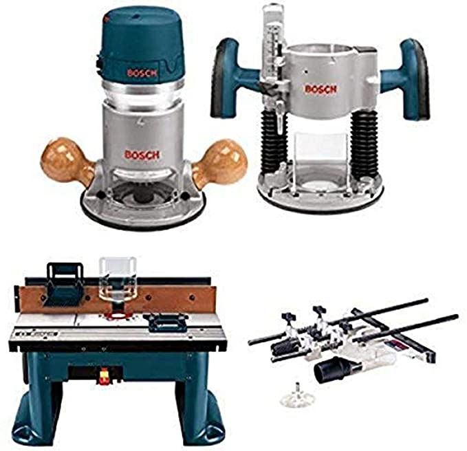 Buy Bosch 1617EVSPK 12 Amp 2-1/4 HP Plunge and Fixed Base Variable Speed Router Kit with Benchtop Router Table and Deluxe Router Edge Guide 