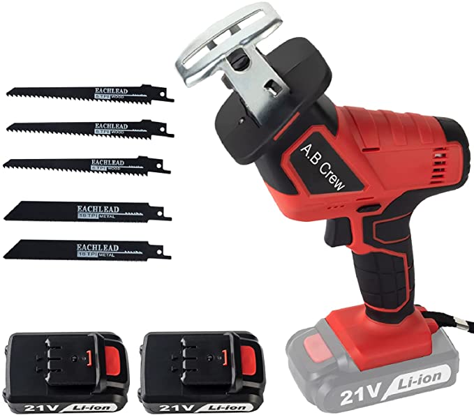 Buy A.B Crew Cordless Reciprocating Saw with 2 Batteries Portable Compact Kit w/Blades Tool Case for Outdoor Pruning Wood Plastic Metal Bone 21-Volt Max 1.5Ah 