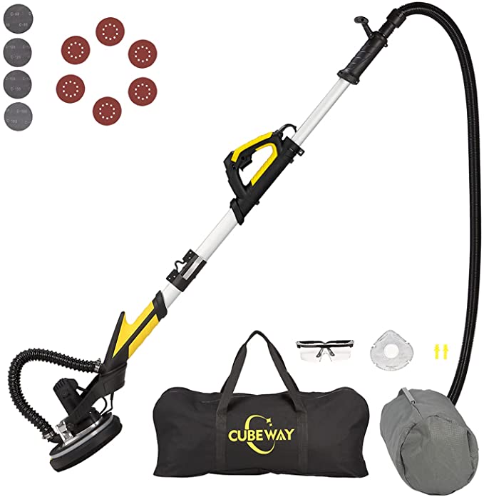 Buy Electric Drywall Sander with LED Light, ETL Listed, CUBEWAY Drywall Sander with Vacuum, Labor-Saving Handle, and Unique Fixture for Ceiling Sanding 