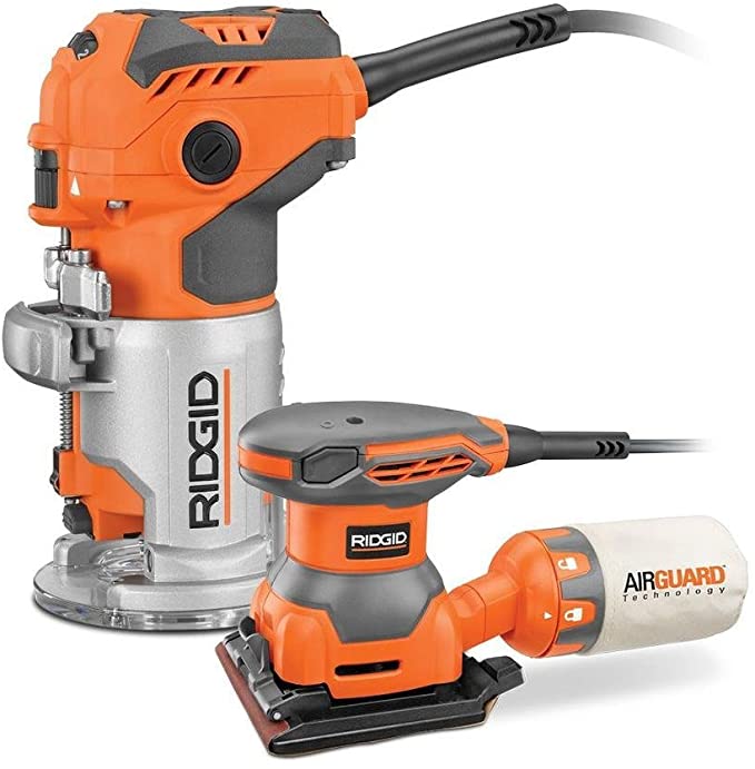 Buy 5.5 Amp Corded Fixed Base Trim Router with 2.4 Amp Corded 1/4 Sheet Sander from Ridgid 