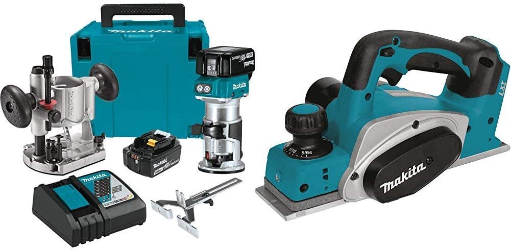 Buy Makita XTR01T7 18V LXT Lithium-Ion Brushless Cordless Compact Router Kit with Makita XPK01Z 18V LXT Lithium-Ion Cordless 3-1/4-Inch Planer 