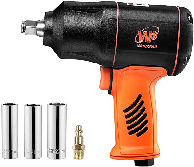 Buy WORKPAD 1/2-Inch Composite Air Impact Wrench with Twin Hammers, Pneumatic Tools, 17mm,19mm,21mm Sockets 