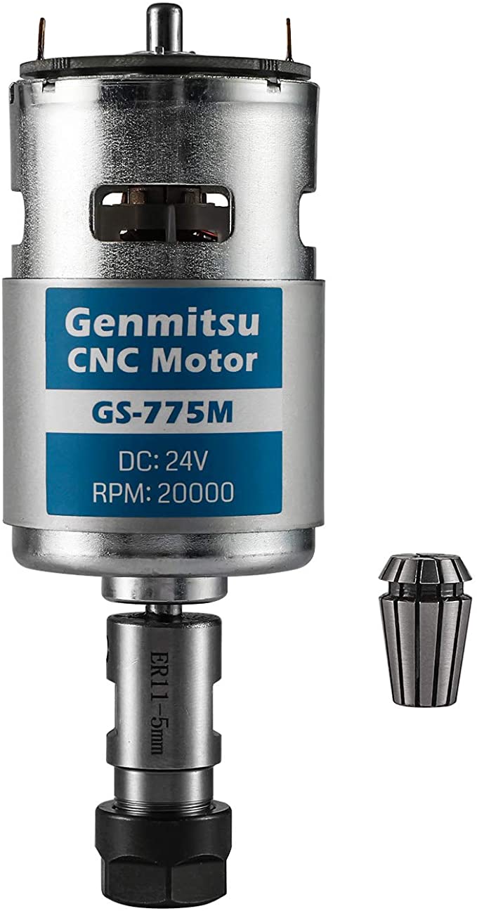 Buy CNC 3018 Upgraded Accessories, Genmitsu GS-775M 20000RPM 775 CNC Spindle Motor with 5mm ER11 Collet Set, DC 24V, High Power, Noise Suppression, Electrical DC Motor for 3018 CNC Router Machine 