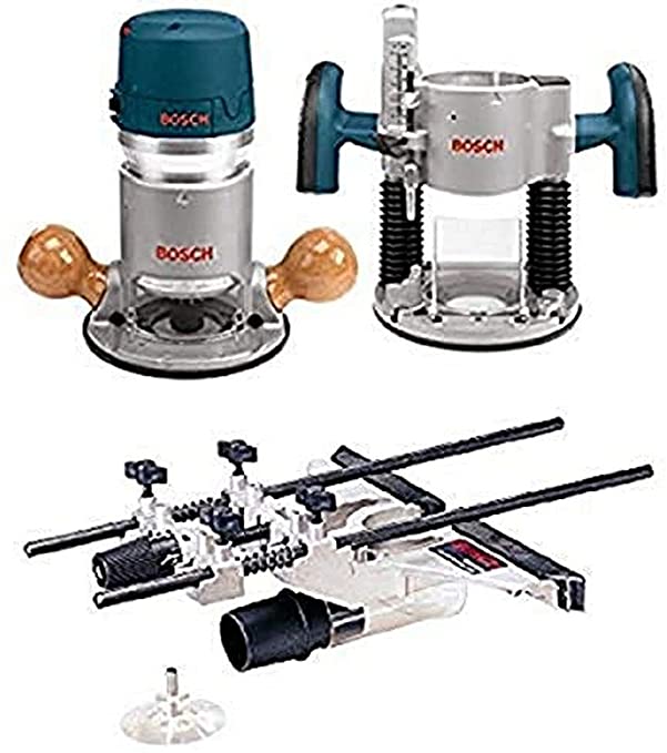 Buy Bosch 1617EVSPK 12 Amp 2-1/4 HP Plunge and Fixed Base Variable Speed Router with RA1054 Deluxe Router Edge Guide, Dust Extraction Hood, and Vacuum Hose Adapter 