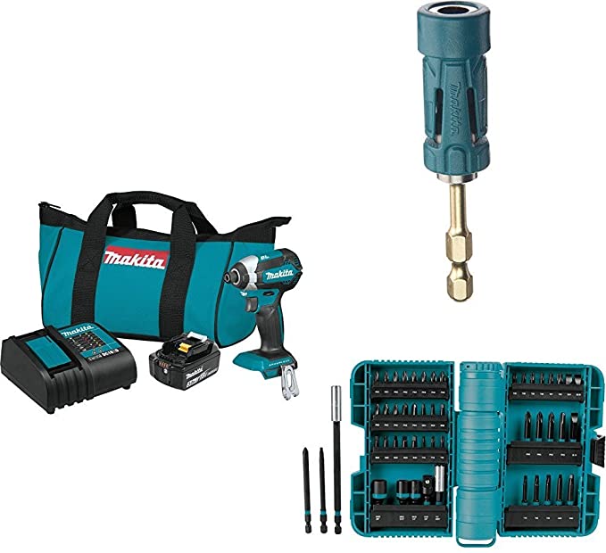 Buy Makita XDT131 18V LXT Lithium-Ion Brushless Cordless Impact Driver Kit (3.0Ah) includes the B-35097 Impact GOLD Ultra-Magnetic Torsion Insert Bit Holder and the A-98348 ImpactX 50-Piece Driver Bit Set. 