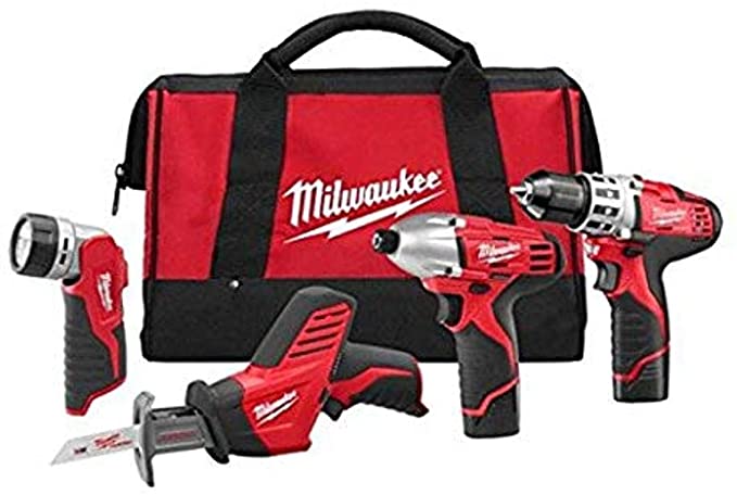 Buy Milwaukee 2498-24 M12 Lithium-Ion Cordless 4-Tool Combo Kit 