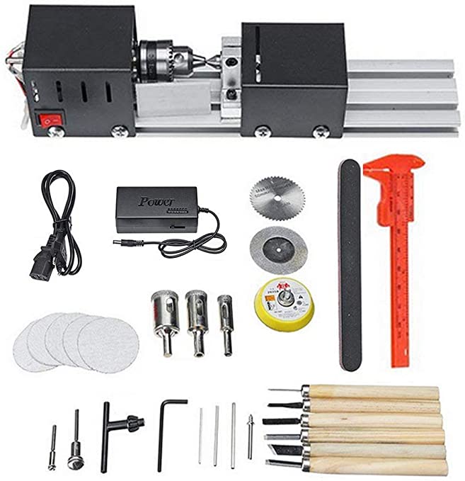 Buy DIY Working Wood Lathe Milling Machine DIY Grinding Polishing Beads ETE ETMATE 200W Mini Lathe Beads Set of Drills, Rotary Tools, and Lathes 