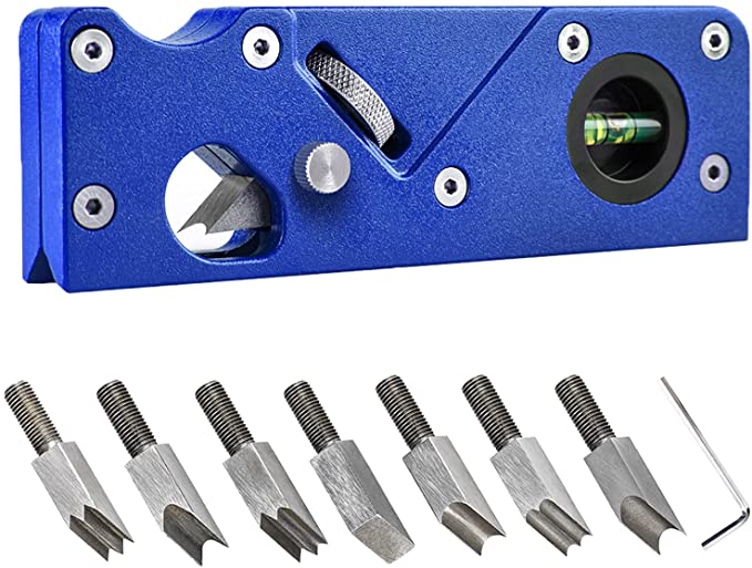 Buy Chamfer Plane with 7 Chamfering Cutter Head Types for Edge Corner Flattening Quick Edge Trimming, 45° Edge Corner Plane with Bubble Levels 