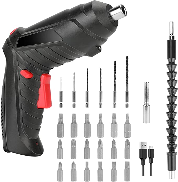 Buy Laelr Electric Screwdriver, USB Rechargeable Cordless Screwdriver Set with LED Lights, 3.6V Power Screwdriver with 18 Piece Screwdriver Bits, Dual Position Handle, Flexible Hex Shaft 