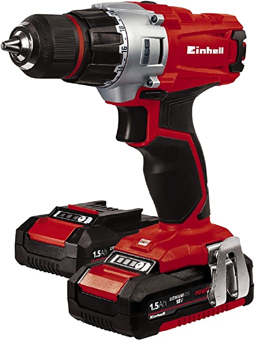 Buy Einhell TE-CD Power X-Change 18-Volt Cordless 2-Speed 1250 RPM MAX, 20+1 Torque Setting Workshop Drill/Driver with Case, Belt Clip, Keyless Chuck, Built-in LED, Kit (w/ 2x1.5-Ah Battery + Fast Charger) 