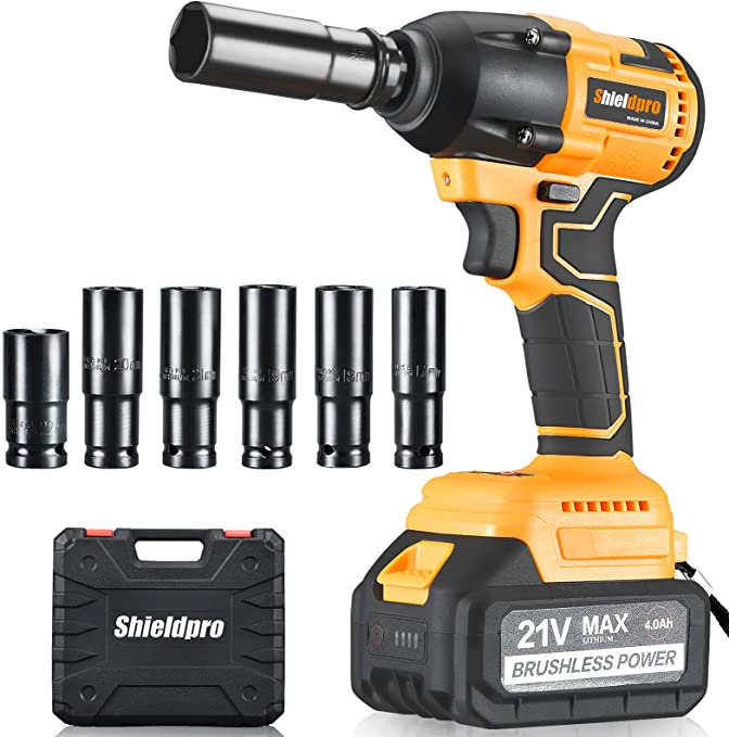 Buy Shieldpro Cordless Impact Wrench 21V Powerful Brushless Motor with 1/2