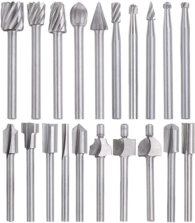 Buy YDLQWCZ 10 Piece Carbide Rotary Burr Set and 10 Pieces HSS Carpentry Router Bits with 1/8 Inch (3mm) Shank for DIY Woodworking, Carving, Engraving, Drilling 