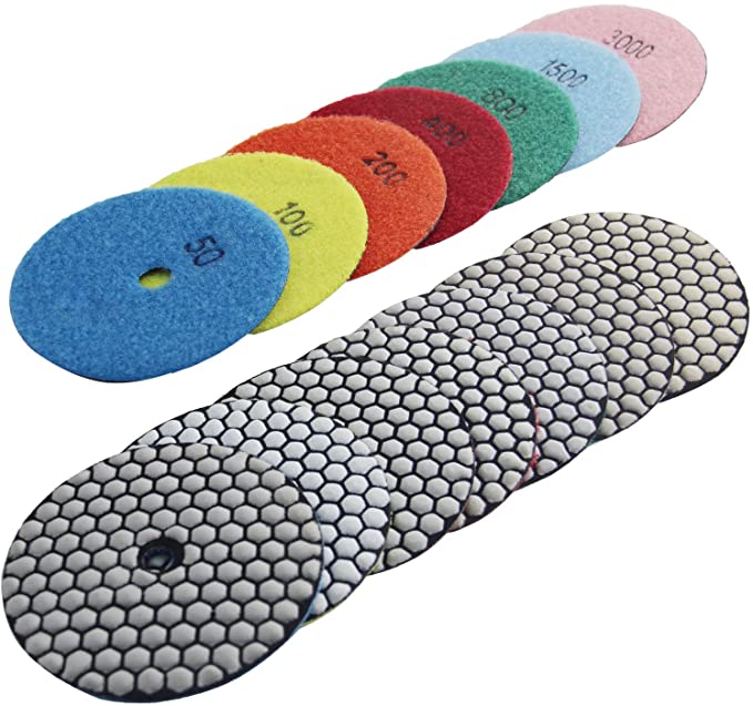 Buy 4 Inch 7 Step Set of Easy Light Dry Diamond Polishing Pads for Granite Marble Concrete 