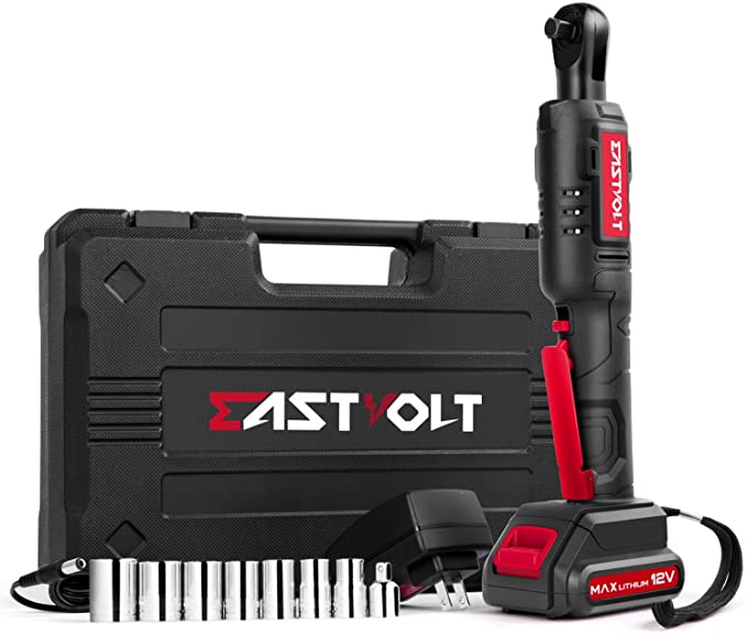 Buy Eastvolt 12V Cordless Electric Ratchet Wrench Set, 3/8 Inch 35ft-lbs Power Wrench Tool Kit, with Fast Charger, 2.0Ah Lithium-Ion Battery, 7-Piece 3/8 Inch Metric Sockets and 1/4