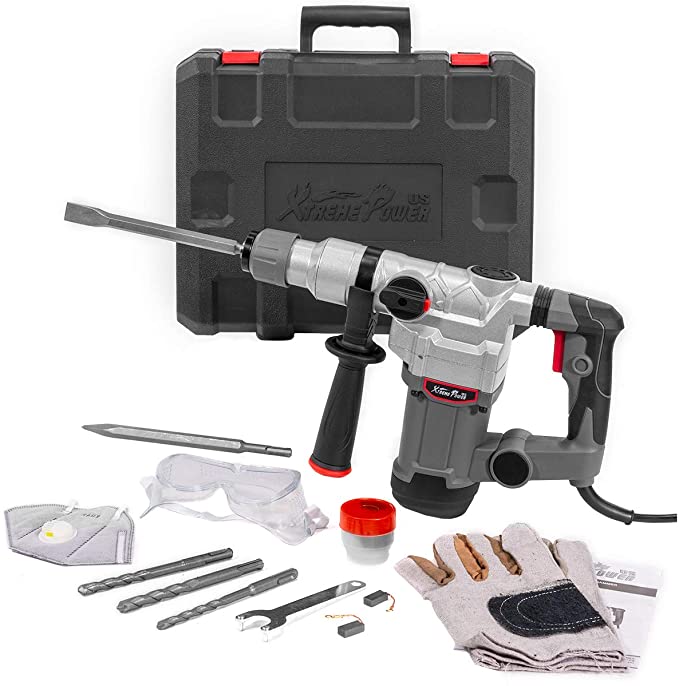 Buy Deluxe 1200w Electric Rotary Hammer SDS Plus Drill Swivel Adjustable Handle Drilling Chisel Flat Bit w/Carrying Case XtremepowerUS 