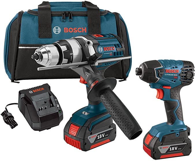 Buy CLPK222-181 18-Volt Lithium-Ion 2-Tool Combo Kit with 1/2-Inch Hammer Drill/Driver and 1/4-Inch Hex Impact Driver from Bosch 