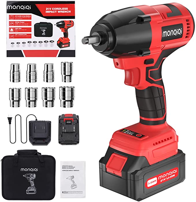 Buy MONQIQI Cordless Impact Wrench,21V Brushless Impact Wrench with 1/2