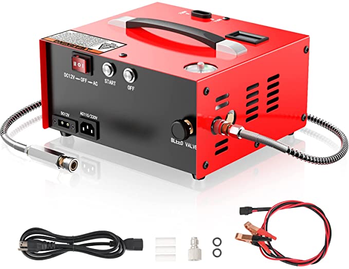 Buy GX CS1-I PCP Air Compressor with Built-in Power Adapter, Auto-shutoff, Oil &Water-Free, 4500Psi/30Mpa, 110V/220V AC or 12V DC Power, Air Gun and Paintball/ScubaTank Compressor Pump, HPA Compressor 