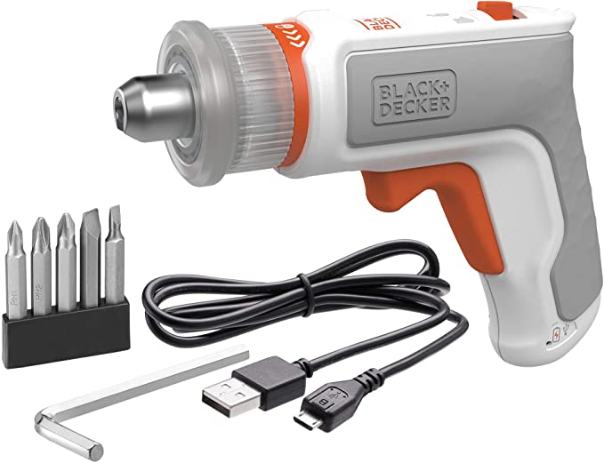 Buy BLACK+DECKER 4V MAX* Cordless Screwdriver, Hex, L-Shaped, 2-Inch Assorted Bits (BCRTA601WAPB)  