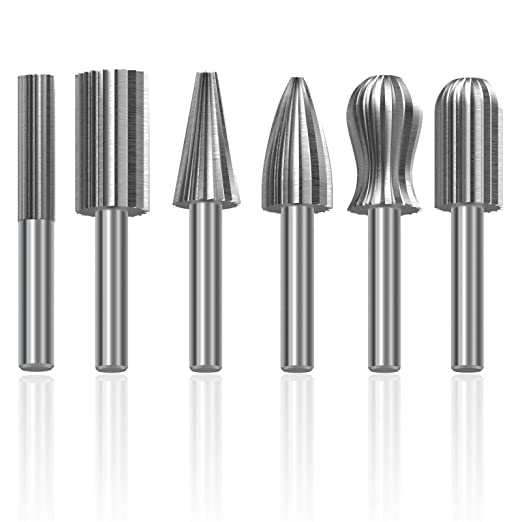 Buy Rotary File Polishing Carving Tool Carbide Burr Set 6PCS 1/4 Inch (6mm) Shank 