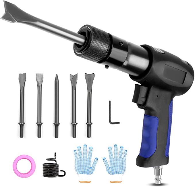 Buy 13-piece Air Hammer Set with 5 Chisels, Quick Change Retainer, and Spring Retainer, 3500BPM Air Chisel Hammer with Rubber Sleeve Handle, and Heavy Duty Air Hammer Kit 