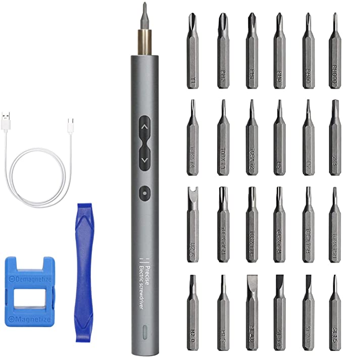 Buy ABLY Mini Electric Screwdriver Set with 24 Magnetic Precision Bits and LED Light Cordless Power Screwdriver for Phone, Watch, Camera, Laptop, Switch, and Game Consoles 