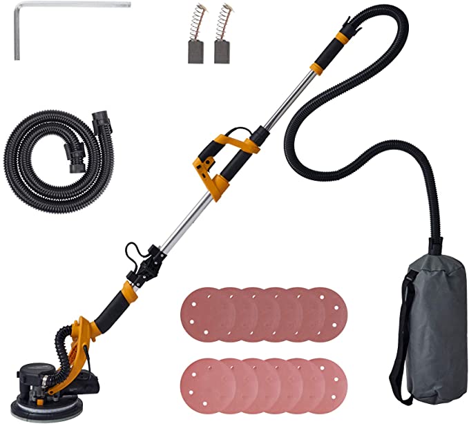 Buy CO-Z 800W Folding Drywall Sander with Extendable Handle Vacuum & 12 Sanding Discs | Orbital Sander with LED Light Dust Collector | 6 Speed Drywall Power Tool for Woodworking Home Improvement CO-Z 800W Folding Drywall Sander with Extendable Handle Vacuum & 12 Sanding Discs 