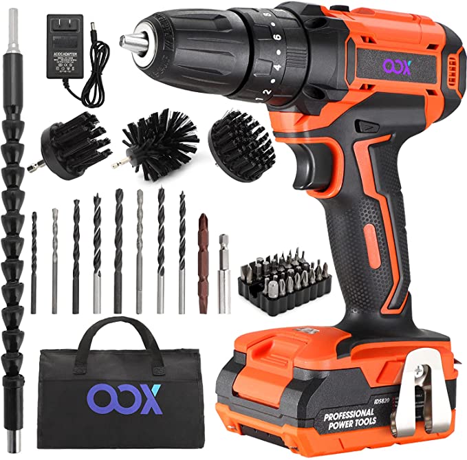 Buy Drilling Wall Wood Metal with a 20V Cordless Drill, Cordless Drill Driver Set with Battery and Charger, 18+3 Torque Setting and 3/8