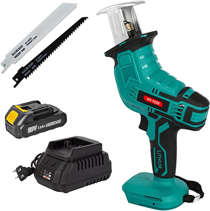 Buy Electric Reciprocating Saw for Metal/Wood/PVC Pipe/Tree Compatible with Makita18V Battery & Charger, 18V 3.0Ah Cordless Battery Powered,2 Sawzall Blades,0-2700RPM Variable Speed 