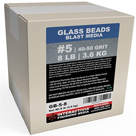 Buy #5 Glass Beads - 8 lb or 3.6 kg - Blasting Abrasive Media (Coarse to Medium) 40-50 Mesh or Grit - Spec No 5 for Blast Cabinets Or Sand Blasting Guns - Large Peening and Finishing Beads 