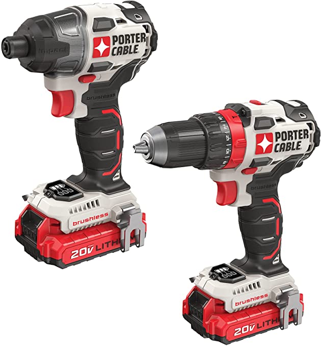 Buy PORTER-CABLE Brushless 20V MAX* Cordless Drill Combo Kit, 2-Tool (PCCK619L2)  