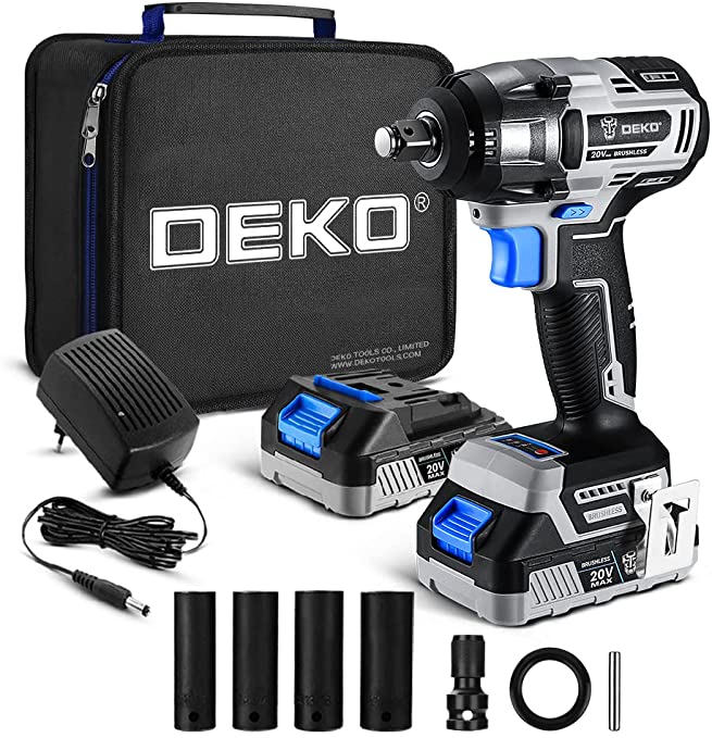 Buy DEKOPRO Cordless Impact Wrench, 20V Power Impact Wrenches, 1/2 Impact Wrench Chuck, 3200RPM Variable Speed, Max Torque 258 ft-lbs (350N.m), 1x2.0A Li-ion Battery, 1 Hour Fast Charger, and Tool Bag 