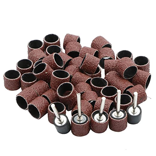 Buy 50 Sanding Bands Sleeves 60 Grit& 5 Mandrels Electric Grinding Polishing Sandpaper Circle Sand Ting 