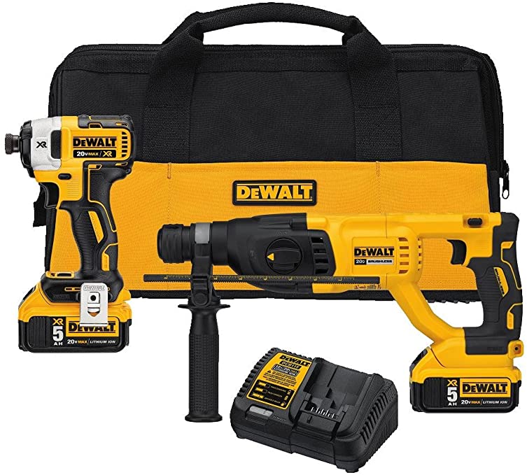 Buy 1-Inch SDS Plus DEWALT 20V MAX XR Rotary Hammer Drill and Impact Driver Kit (DCK233P2)  