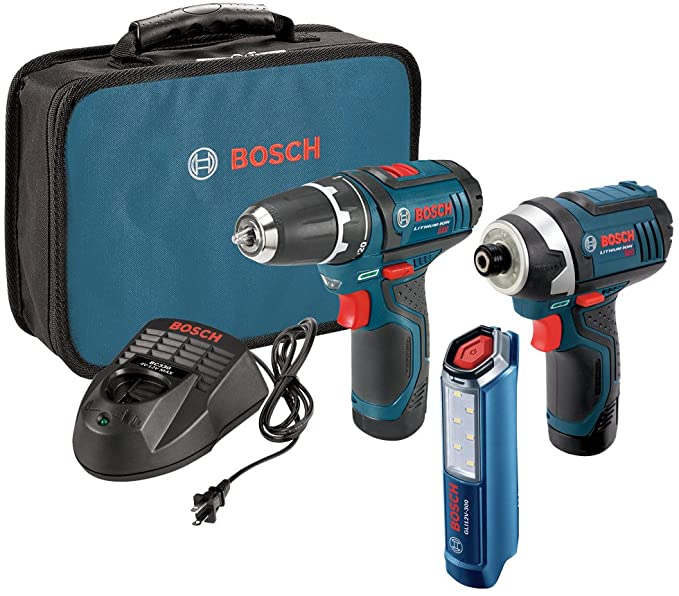 Buy BOSCH Power Tools CLPK22-120 Drill Kit - 12-Volt 2-Tool Combo Kit (Drill/Driver and Impact Driver) with two 12-Volt Lithium-Ion Batteries, 12V Charger, Carrying Case, and LED Worklight 