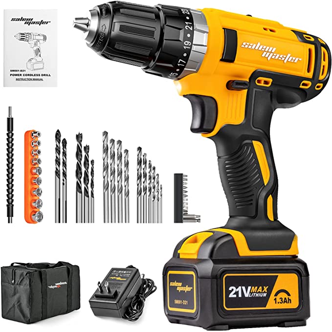 Buy SALEM MASTER Electric Drill Driver, 21V Max Impact Drill with 3/8