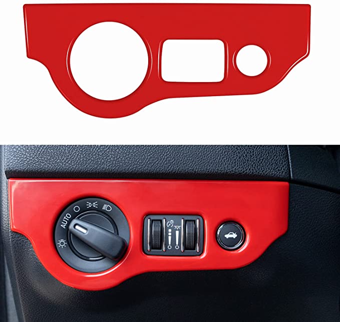 Buy Interior Accessories for Dodge Challenger 2015-2021 for Dodge Charger 2010-2021 Headlight Switch Trim ABS Decoration Cover Button Panel Sticker (Red)  