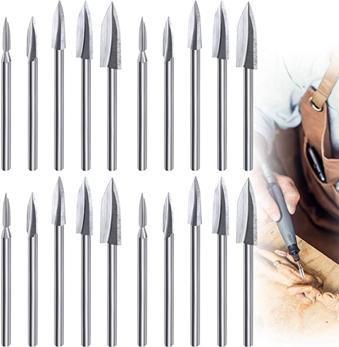 Buy Wood Carving Tools (20 Pieces) Carving tools for wood DIY Wood Carving Tools Woodworking Drill Bit Rotary Tool Attachments for Rotary Tools 