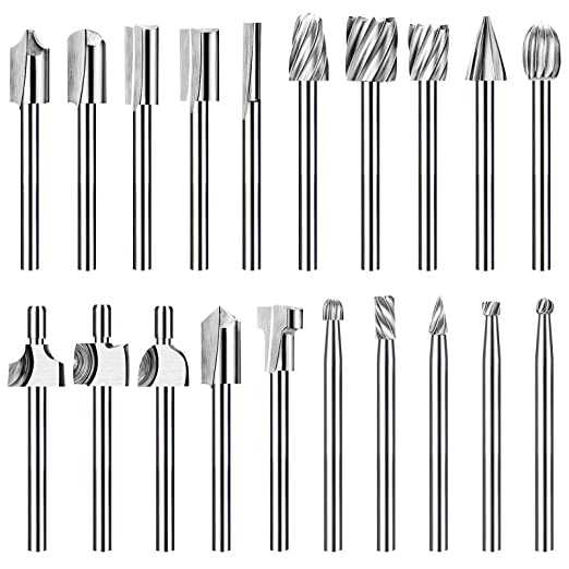 Buy 20pc HSS Router Carbide Engraving Bits and Router Bit Set with 1/8