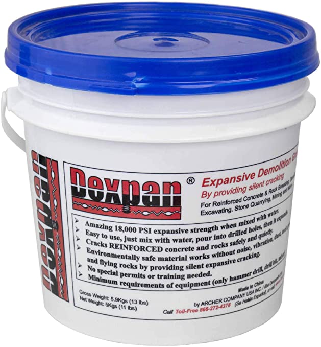 Buy Rock Breaking, Concrete Cutting, and Excavating with Dexpan Expansive Demolition Grout 11 Lb. Bucket Breaker, Jackhammer, Concrete Saw, Rock Drill (#3 (23F-50F)) as an alternative to Demolition Jack Hammer Breaker, Jackhammer, Concrete Saw, Rock Drill (#3 (23F-50F)) 