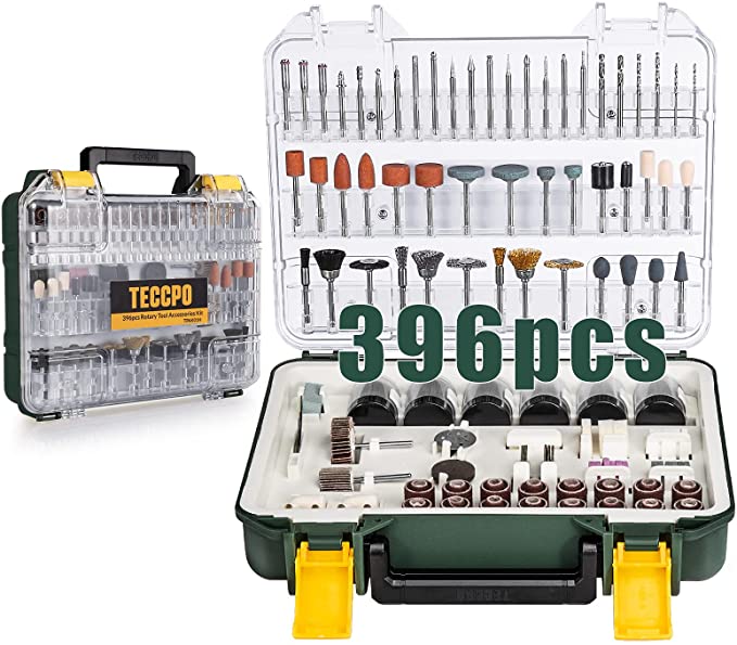 Buy TECCPO Rotary Tool Accessories Kit, 396 Pieces Grinding Polishing Drilling Kits, 1/8