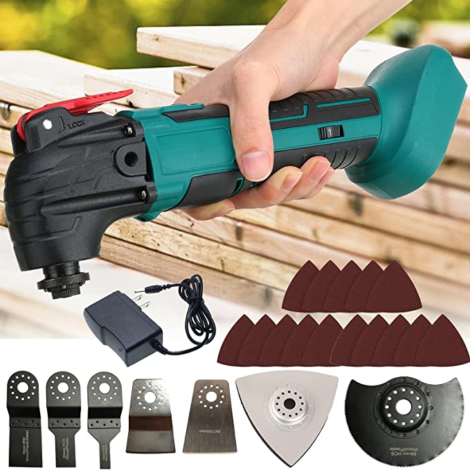 Buy ZhanGe 21V Cordless Oscillating Multi Tool, Battery-Powered Oscillating Saw with 4° Oscillation Angle, 6 Variable Speeds, and 22 Saw Accessories, DIY Multi-Purpose Oscillating Tool with Fast Charger 