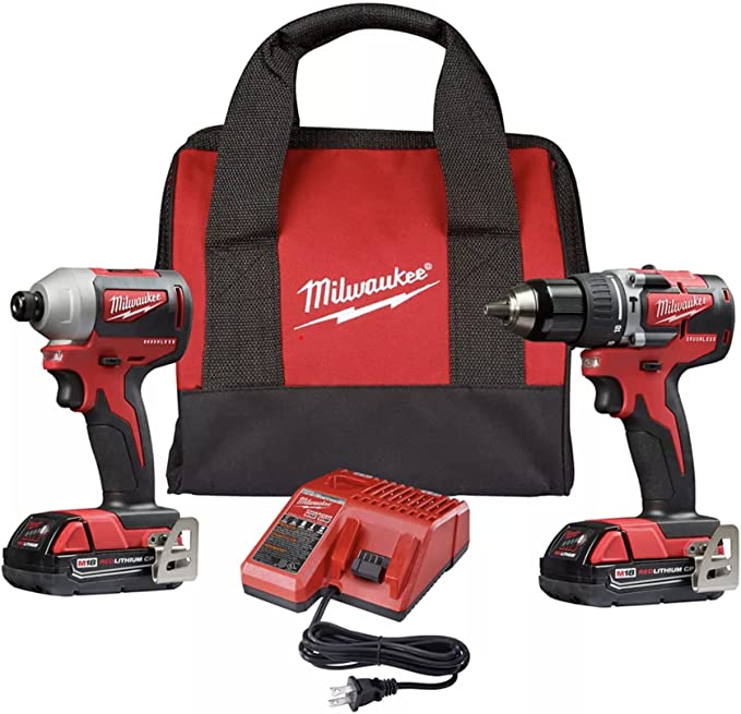 Buy Milwaukee 2900-22CT M18 18V Li-Ion Brushless Cordless Compact Hammer Drill/Impact Combo Kit (2-Tool) w/2 2.0Ah Batteries 