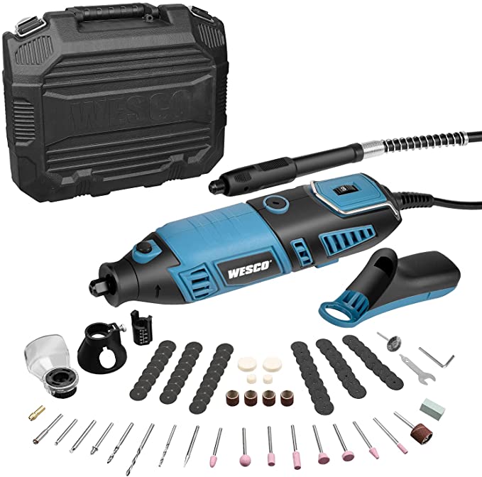 Buy WESCO Rotary Tool Kit, Extend Shaft, Keyless Chunk, 35000RPM, 7 Variable Speed, 82 Accessories, Rotary Multi-Tool for Cutting, Carving, Engraving, Polishing, and Detail Sanding DIY Project WESCO Rotary Tool Kit, Extend Shaft, Keyless Chunk, 35000RPM, 7 Variable Speed, WESCO Rotary Multi-Tool for Cutting, Carving, Engraving, Polishing, and Detail Sanding DIY Project 