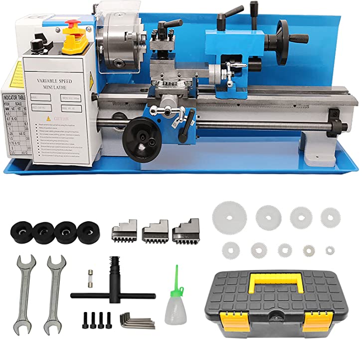 Buy Mini Metal Lathe Machine 550W,for Metal Turning w/Tool Box,Mini Lathe 7