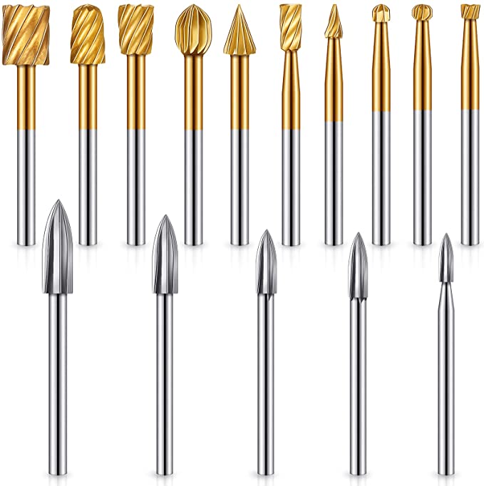 Buy 15 Individual Pieces Carving in Wood Carbide Bit Cut Burrs for Rotary Machines Drill Bit Milling Cutter Root Carving Wood Carving and Engraving DIY Woodworking, Carving, Engraving, Drilling, and Metal Carving Tools 