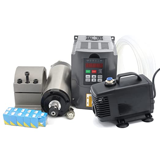 Buy 220V 1.5KW Water Cooled Spindle Motor 24000RPM 400HZ+Inverter VFD Variable Frequency Drive+80mm Spindle Motor Mount Clamp+ER16 Collets+80W Water Pump+5m Water Pipe RATTMMOTOR CNC Spindle Motor Kit 