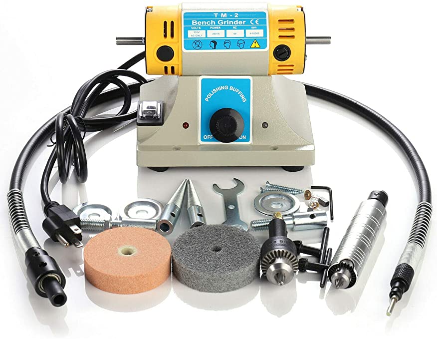 Buy 110V 350W Hengwei Mini Bench Lathe Polisher Jewelry Jade Rock Polishing Buffer Machine Tool Kit 